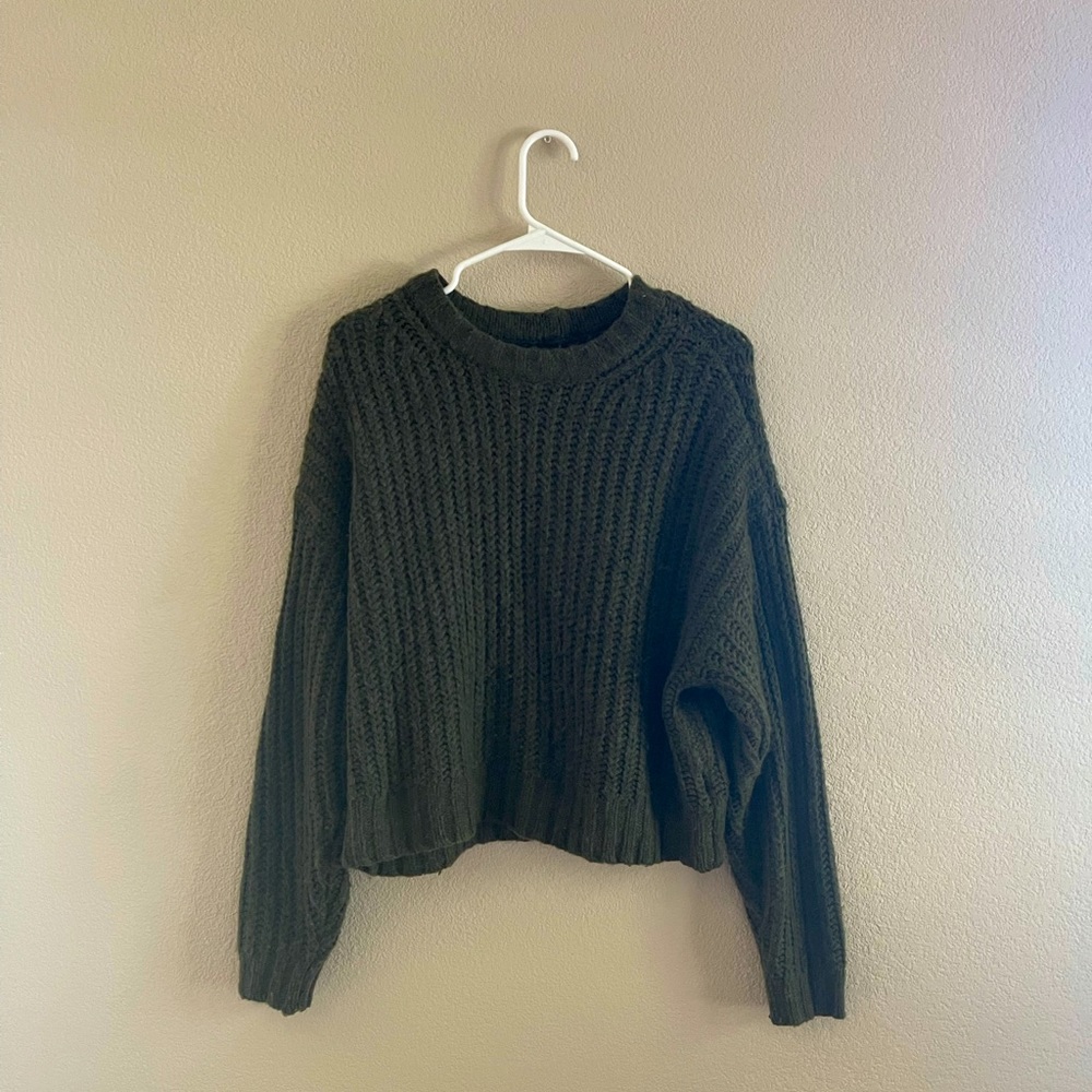 Olive green oversized knit sweater